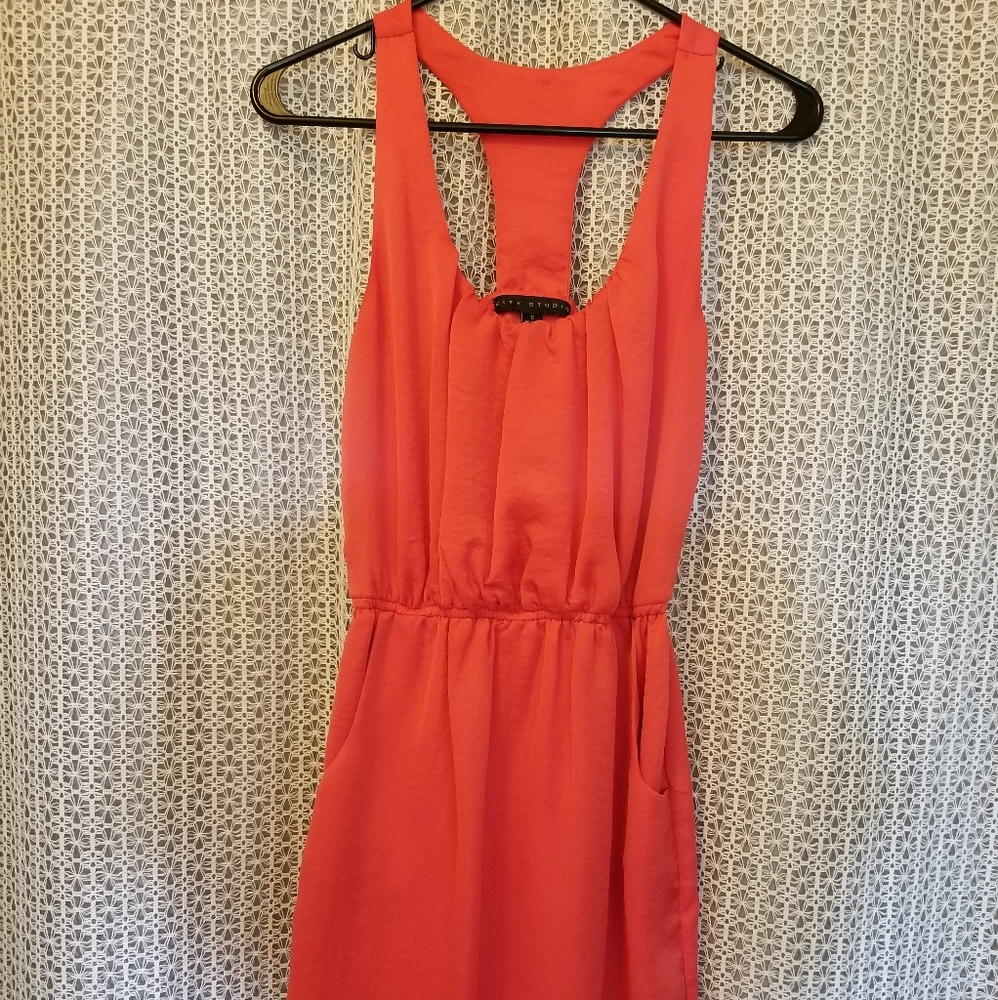 Coral Mini Dress with Pockets!